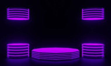 3D mor geometrik ürün podyumu