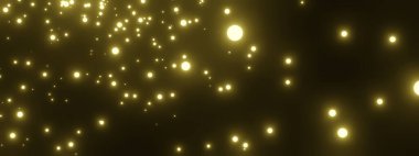 Soyut sarı neon parçacıkları. Altın yıldızların arka planı