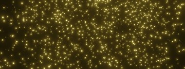 Soyut sarı neon parçacıkları. Altın yıldızların arka planı