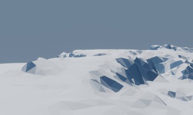 3D alçak çokgen buz dağı.