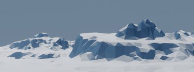 3D alçak çokgen buz dağı.