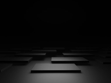 3B siyah geometrik adım arkaplanı.