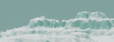 3D yeşil alçak çokgen buz dağı.