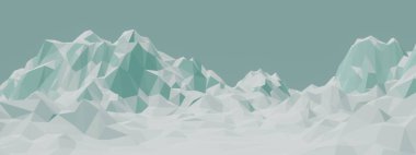 3D yeşil alçak çokgen buz dağı.