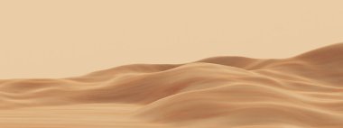 Üç boyutlu çöl kum tepeleri. Çöl ortamı