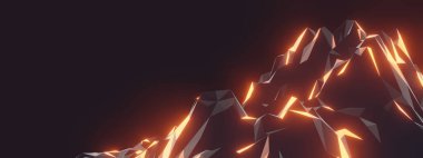 3D Soyut Düşük Çokgen Taşı Dağı.