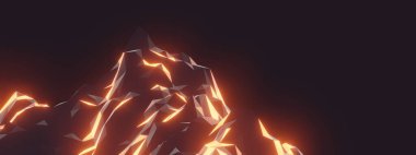 3D Soyut Düşük Çokgen Taşı Dağı.