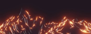 3D Soyut Düşük Çokgen Taşı Dağı.