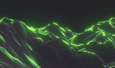 3D Soyut Düşük Çokgen Taşı Dağı