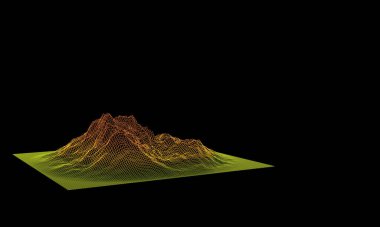 Topografik şebeke kablosu. Gradyan dağ ızgarası neon