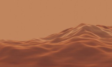 Üç boyutlu kahverengi çöl kum tepeleri. Çöl ortamı