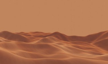 Üç boyutlu kahverengi çöl kum tepeleri. Çöl ortamı