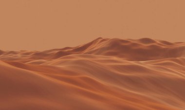 Üç boyutlu kahverengi çöl kum tepeleri. Çöl ortamı