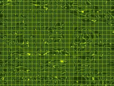 Izgara çizgileri ile yeşil topografik çevre haritası.