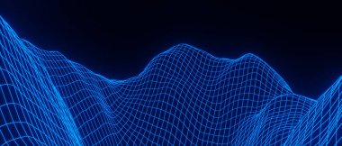 3D mavi dağ teli. Izgara arazisi