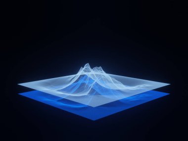 Üç boyutlu topografik dağ şebekesi kablosu. Sanal arazi haritası