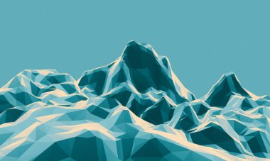 3D alçak çokgen dağı. Düşük polimerli arazi.