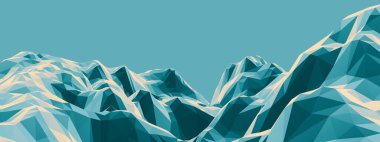 3D alçak çokgen dağı. Düşük polimerli arazi.