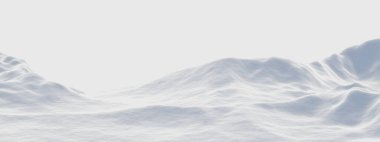 3D beyaz karlı dağ. Kar arazisi