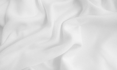 Beyaz buruşuk kumaş arka plan. Dalgalı kumaş dokusu