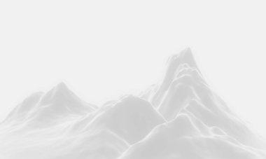 Üç boyutlu beyaz kar dağı. Karlı tepe manzarası