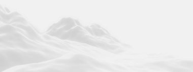 Üç boyutlu beyaz kar dağı. Karlı tepe manzarası