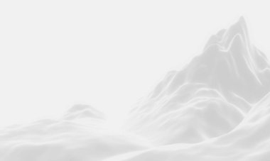 Üç boyutlu beyaz kar dağı. Karlı tepe manzarası