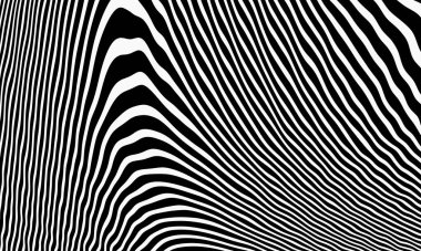 Soyut dalgalı siyah beyaz çizgiler