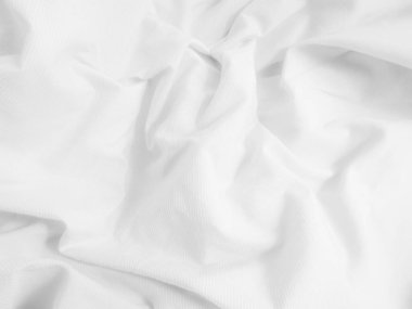 Beyaz buruşuk kumaş arka plan. Dalgalı kumaş dokusu