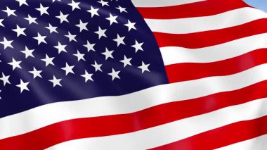 ABD 'nin rüzgarda dalgalanan 4KHD bayrağı. 4K çözünürlüğünde son derece detaylı kumaş dokusuna sahip kusursuz döngü animasyonu.