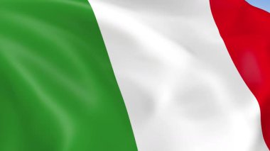 İtalya 'nın rüzgarda dalgalanan 4KHD bayrağı. 4K çözünürlüğünde son derece detaylı kumaş dokusuna sahip kusursuz döngü animasyonu.