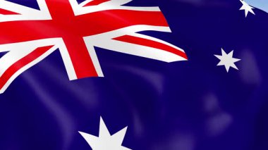 Avustralya 'nın rüzgarda dalgalanan 4KHD bayrağı. 4K çözünürlüğünde son derece detaylı kumaş dokusuna sahip kusursuz döngü animasyonu.