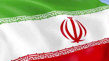 İran 'ın rüzgarda dalgalanan 4KHD bayrağı. 4K çözünürlüğünde son derece detaylı kumaş dokusuna sahip kusursuz döngü animasyonu.