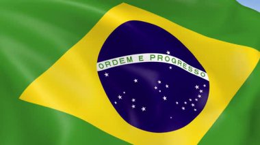 Brezilya 'nın rüzgarda dalgalanan 4KHD bayrağı. 4K çözünürlüğünde son derece detaylı kumaş dokusuna sahip kusursuz döngü animasyonu.