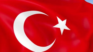 Türkiye 'nin rüzgarda dalgalanan 4KHD fotoğraf gerçekçi yavaş çekim bayrağı. 4K çözünürlüğünde son derece detaylı kumaş dokusuna sahip kusursuz döngü animasyonu.