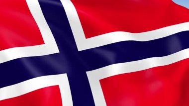 Norveç 'in rüzgarda dalgalanan 4KHD bayrağı. 4K çözünürlüğünde son derece detaylı kumaş dokusuna sahip kusursuz döngü animasyonu.