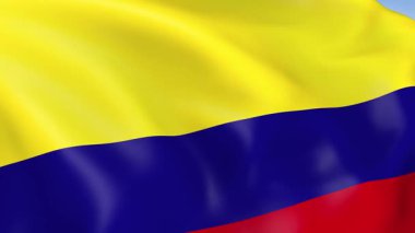 Kolombiya 'nın rüzgarda dalgalanan 4KHD bayrağı. 4K çözünürlüğünde son derece detaylı kumaş dokusuna sahip kusursuz döngü animasyonu.