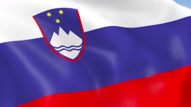 Slovenya 'nın rüzgarda dalgalanan 4KHD bayrağı. 4K çözünürlüğünde son derece detaylı kumaş dokusuna sahip kusursuz döngü animasyonu.