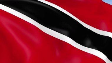 Trinidad ve Tobago 'nun rüzgarda dalgalanan 4KHD bayrağı. 4K çözünürlüğünde son derece detaylı kumaş dokusuna sahip kusursuz döngü animasyonu.