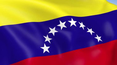 Venezuela 'nın rüzgarda dalgalanan 4KHD bayrağı. 4K çözünürlüğünde son derece detaylı kumaş dokusuna sahip kusursuz döngü animasyonu.