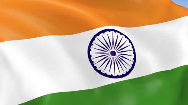 Hindistan 'ın rüzgarda dalgalanan 4KHD bayrağı. 4K çözünürlüğünde son derece detaylı kumaş dokusuna sahip kusursuz döngü animasyonu.