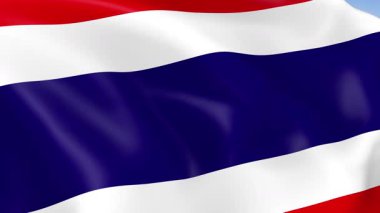 Tayland 'ın rüzgarda dalgalanan 4KHD bayrağı. 4K çözünürlüğünde son derece detaylı kumaş dokusuna sahip kusursuz döngü animasyonu.