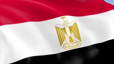 Mısır 'ın rüzgarda dalgalanan 4KHD bayrağı. 4K çözünürlüğünde son derece detaylı kumaş dokusuna sahip kusursuz döngü animasyonu.