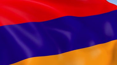 Ermenistan 'ın rüzgarda dalgalanan 4KHD bayrağı. 4K çözünürlüğünde son derece detaylı kumaş dokusuna sahip kusursuz döngü animasyonu.