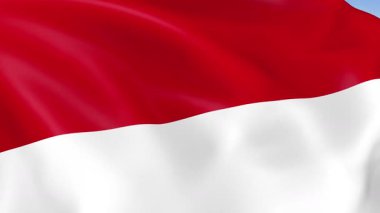Endonezya 'nın rüzgarda dalgalanan 4KHD bayrağı. 4K çözünürlüğünde son derece detaylı kumaş dokusuna sahip kusursuz döngü animasyonu.