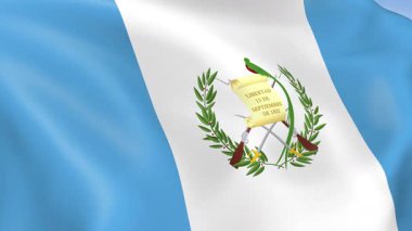 Guatemala 'nın rüzgarda dalgalanan 4KHD bayrağı. 4K çözünürlüğünde son derece detaylı kumaş dokusuna sahip kusursuz döngü animasyonu.