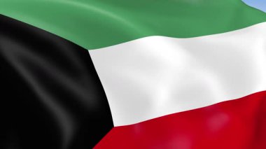 Kuveyt 'in rüzgarda dalgalanan 4KHD bayrağı. 4K çözünürlüğünde son derece detaylı kumaş dokusuna sahip kusursuz döngü animasyonu.