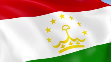 Tacikistan 'ın rüzgarda dalgalanan 4KHD bayrağı. 4K çözünürlüğünde son derece detaylı kumaş dokusuna sahip kusursuz döngü animasyonu.