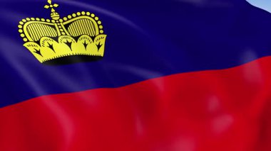 Rüzgarda sallanan Lihtenştayn 'ın 4KHD bayrağı. 4K çözünürlüğünde son derece detaylı kumaş dokusuna sahip kusursuz döngü animasyonu.