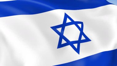 İsrail 'in rüzgarda dalgalanan 4KHD bayrağı. 4K çözünürlüğünde son derece detaylı kumaş dokusuna sahip kusursuz döngü animasyonu.